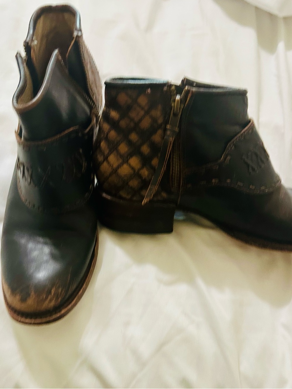freebird Women's Brown Leather Ankle Booties with Quilted Back